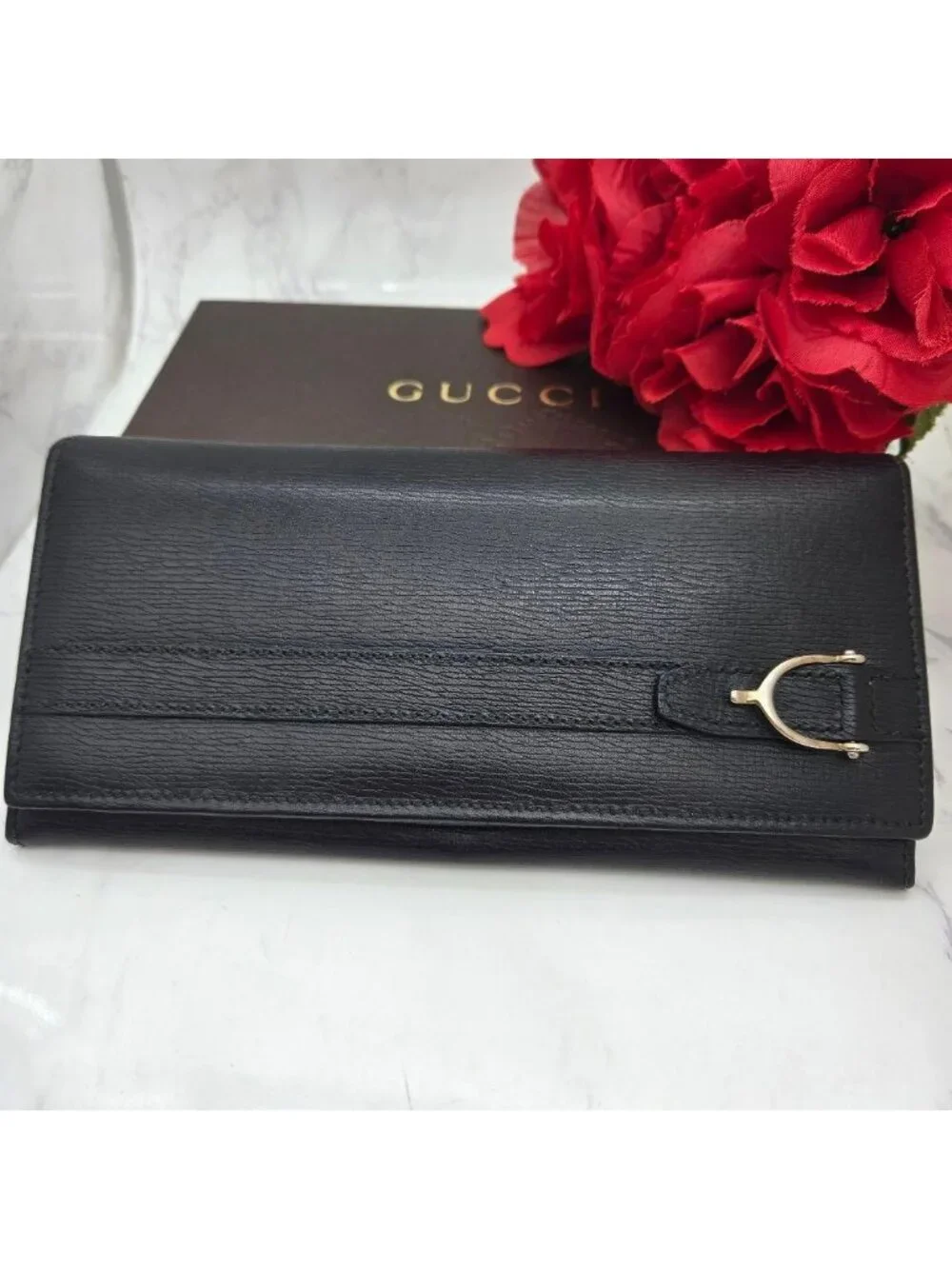 Gucci Long Wallet Wallet Horsebit Hardware Black - Picture 1 of 15